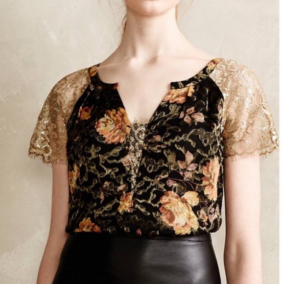 Anthropologie HD in Paris Disa Velvet Burnout Top - Picture 3 of 7